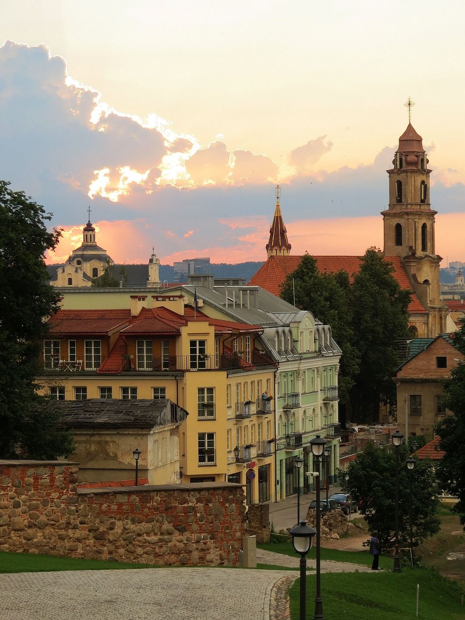 Historic street in Vilnius Old Town, Lithuania